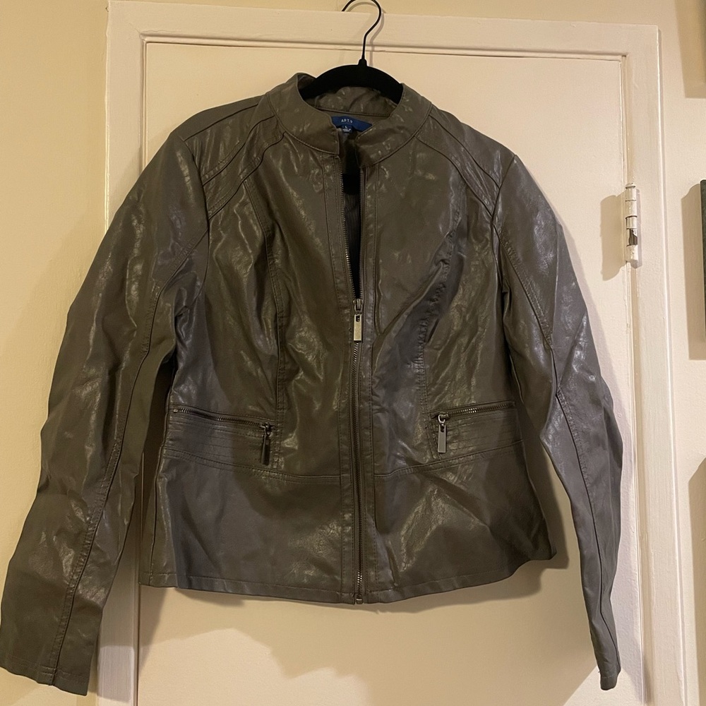 Apt 9 Woman’s Faux Leather Jacket Dark Gray Size Large
